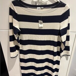 NWT GAP Striped Boatneck Knit Dress in Navy and Cream